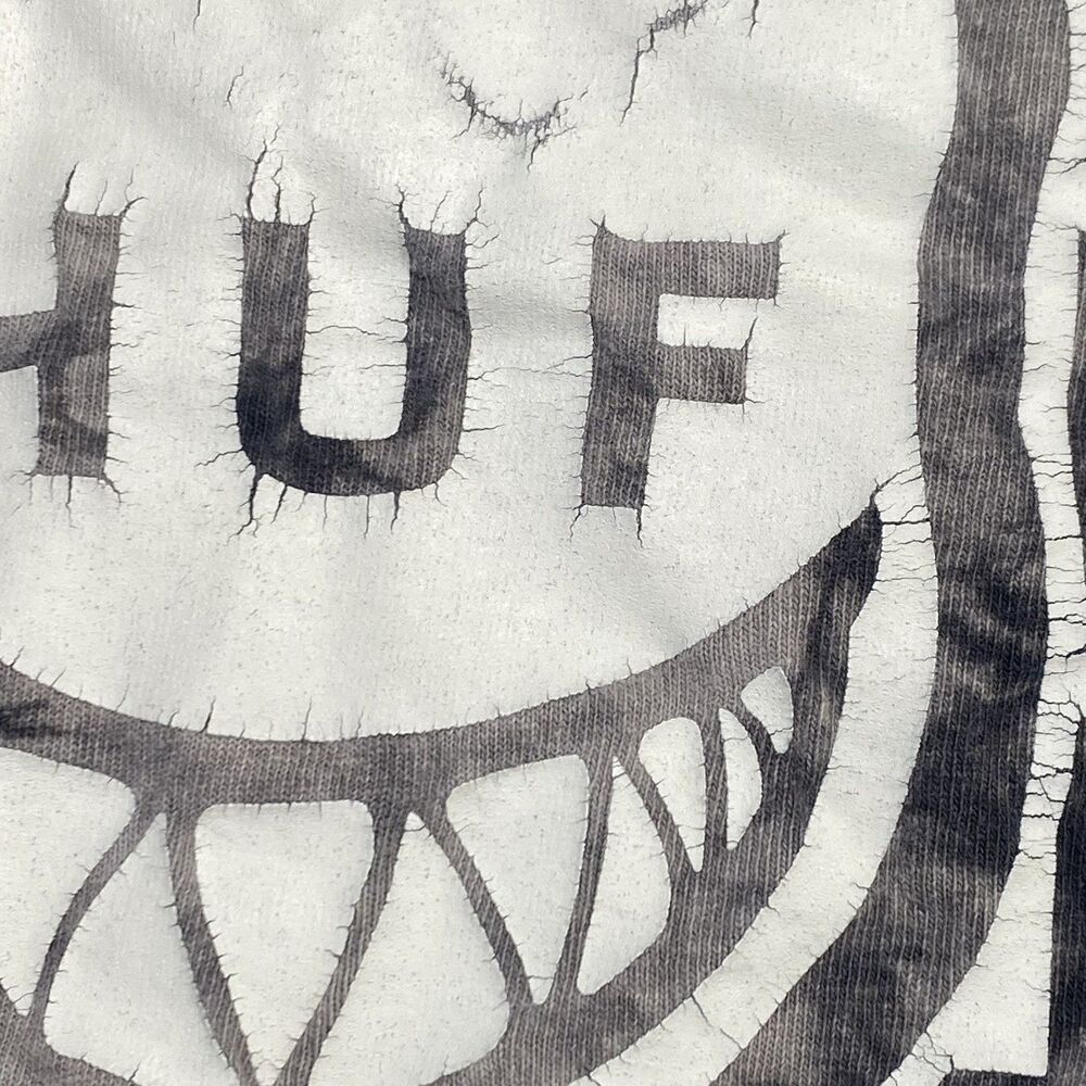 HUF x Spitfire Tie Dye Burn Faster Flame Logo Lg Sleeve Tee Black Gray Sz M FLAW - Picture 14 of 15